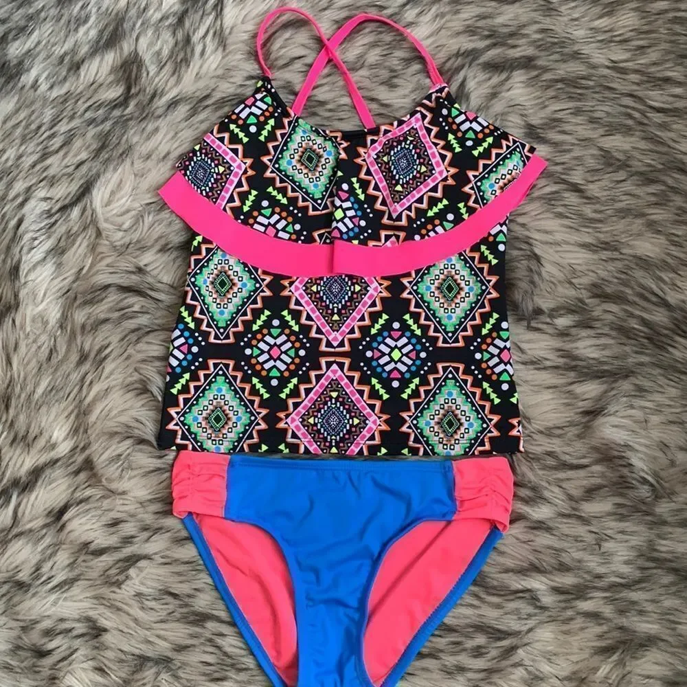 Justice Girl’s Swimsuit Swimwear Tankini Two-piece 10